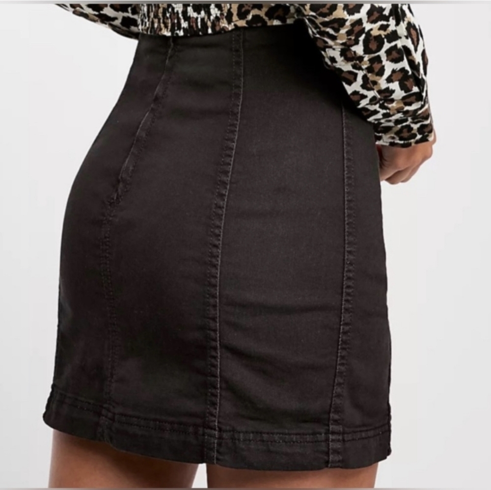 Free People Black Denim Skirt